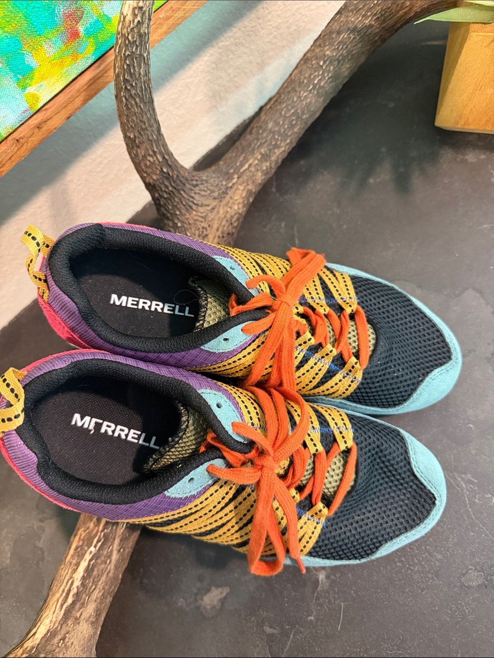 Merrell Teal, Purple & Orange Multicolor Trail Sneakers - Picture 3 of 5